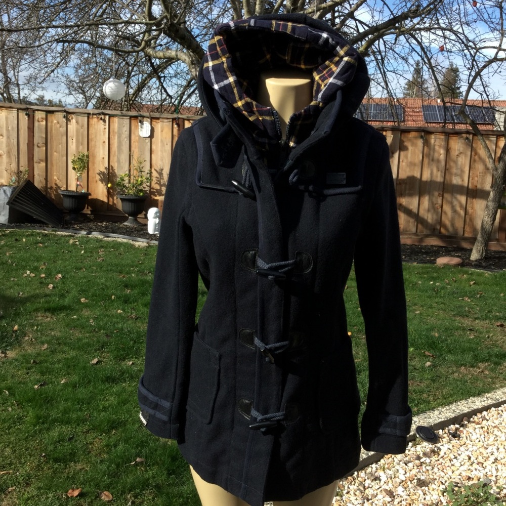 SUPERDRY JAPAN DOUBLE DUFFEL Wool Blend Peacoat